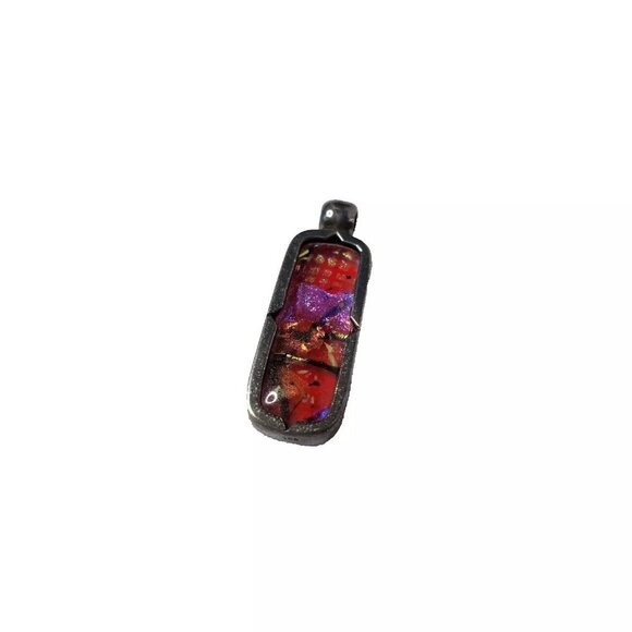 Women's Vintage Silver Toned Dichroic Glass Pendant - Picture 1 of 3